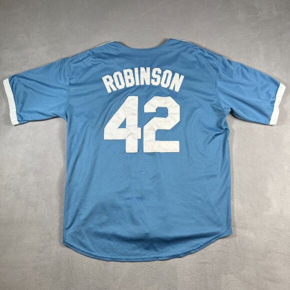 Brooklyn Dodgers Jersey Mens Large Robinson 42 MLB Baseball Majestic Cooperstown - Picture 2 of 12